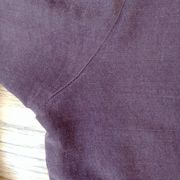 Vintage 75% silk 25% linen collar shell button down purple top blouse Medium - Picture 7 of 12